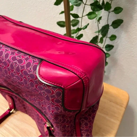 Coach Magenta Pink Raspberry Gold Patent Trim Shoulder Bag - Picture 10 of 15